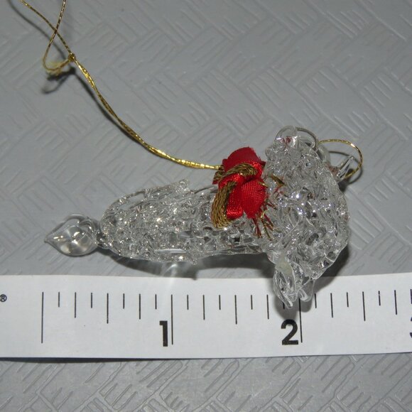 Vtg Clear Spun Glass Crystal Chamberstick w/Candle & Flame Hanging XMAS Ornament - Picture 4 of 13